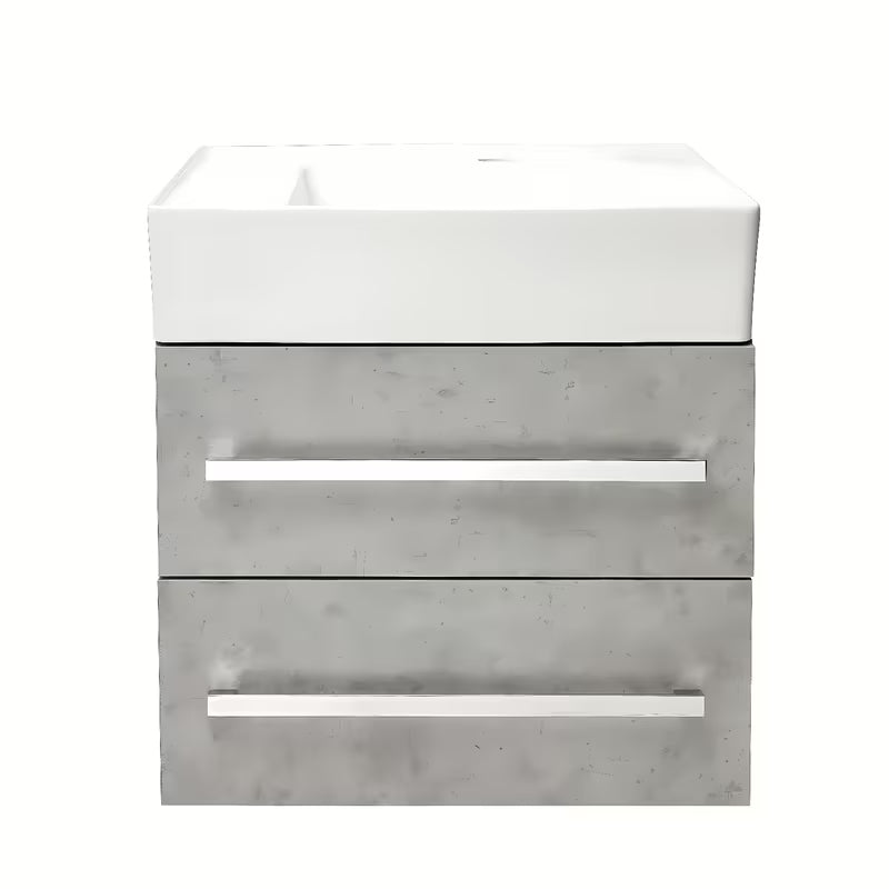 Wisząca szafka łazienkowa z umywalką ceramiczną SAT Cube Way 60x46 cm w dekorze beton