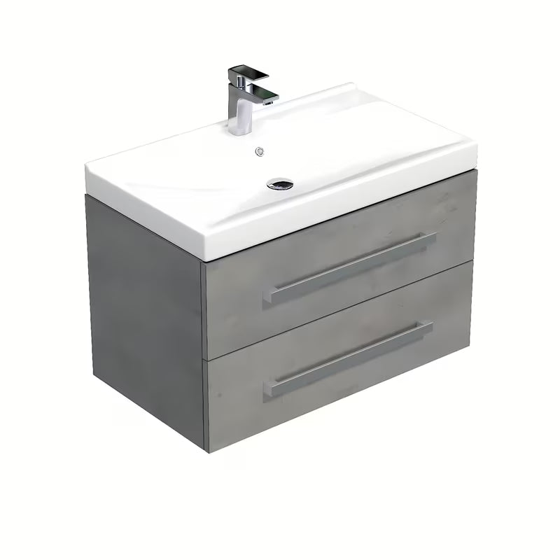 SAT Cube Way wisząca szafka z umywalką ceramiczną w imitacji betonu, 80x46x53 cm
