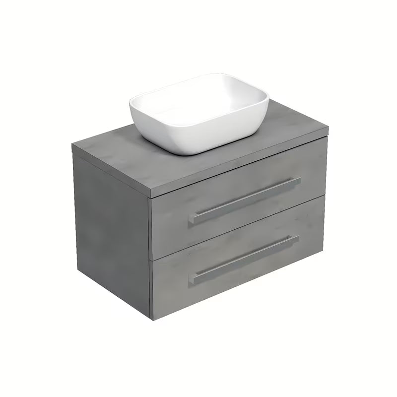 Wisząca szafka łazienkowa SAT Cube Way 80x46x53 cm w imitacji betonu z płytą maskującą