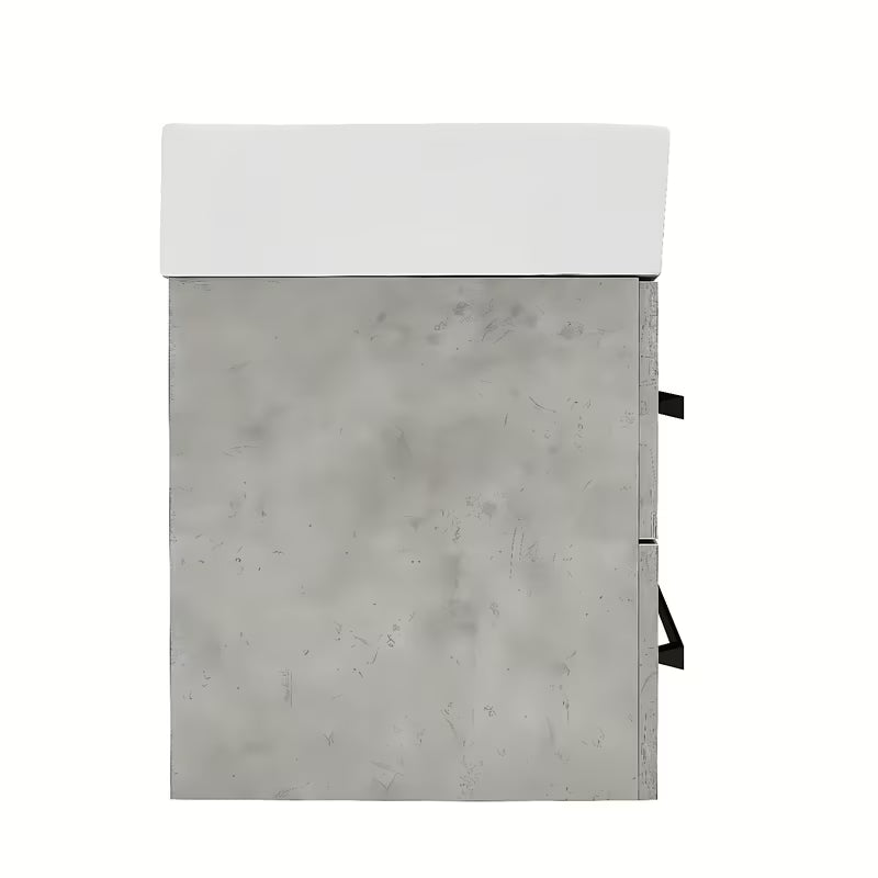 Wisząca szafka łazienkowa z umywalką ceramiczną SAT Cube Way w dekorze beton, 60x46x53 cm.