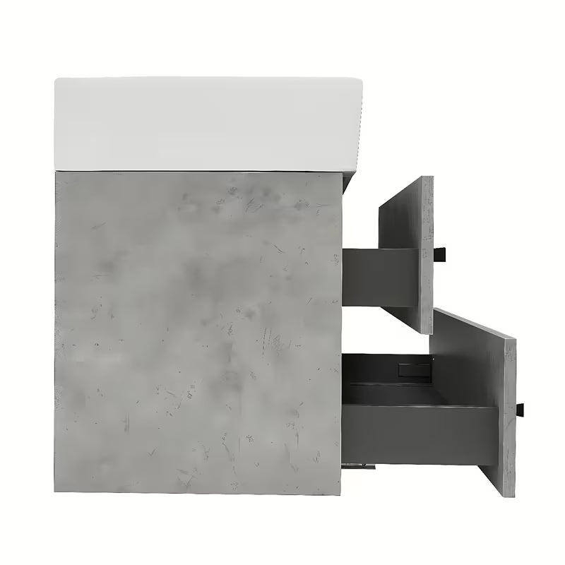 Wisząca szafka łazienkowa z umywalką ceramiczną SAT Cube Way w dekorze beton, 60x46x53 cm.