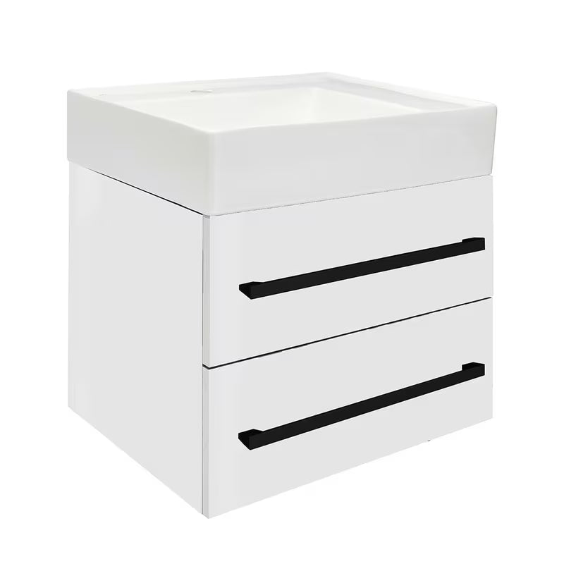 Wisząca szafka łazienkowa z umywalką ceramiczną SAT Cube Way w białym połysku 60x53x46 cm