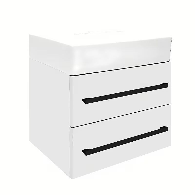 Wisząca szafka łazienkowa SAT Cube Way z umywalką ceramiczną w białym połysku 60x46x53 cm