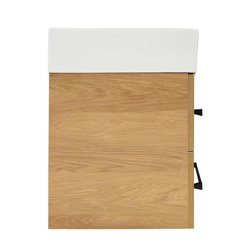 Wisząca szafka łazienkowa z umywalką ceramiczną SAT Cube Way 60x53x46 cm w dekorze dąb hickory
