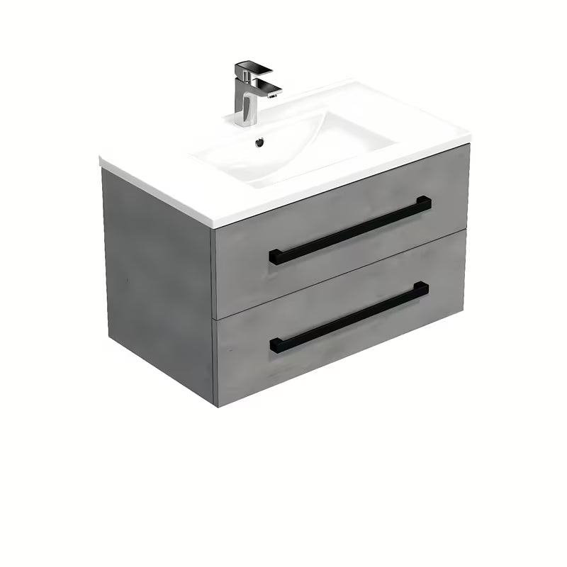 Wisząca szafka łazienkowa SAT Cube Way z umywalką ceramiczną w dekorze betonu