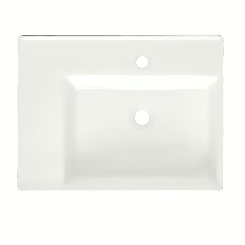 Biała ceramiczna umywalka wisząca SAT Cube Way 60x46 cm z półką po lewej stronie