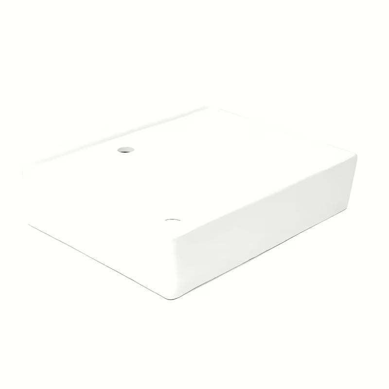 Biała ceramiczna umywalka wisząca SAT Cube Way 60x46 cm o asymetrycznym designie z półką po prawej stronie.