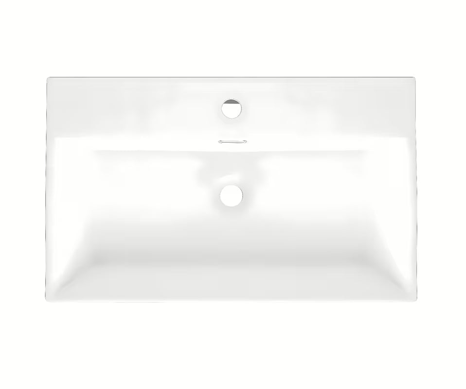 Biała ceramiczna umywalka wisząca SAT Cube Way 75x42 cm z przelewem i otworem pro baterię