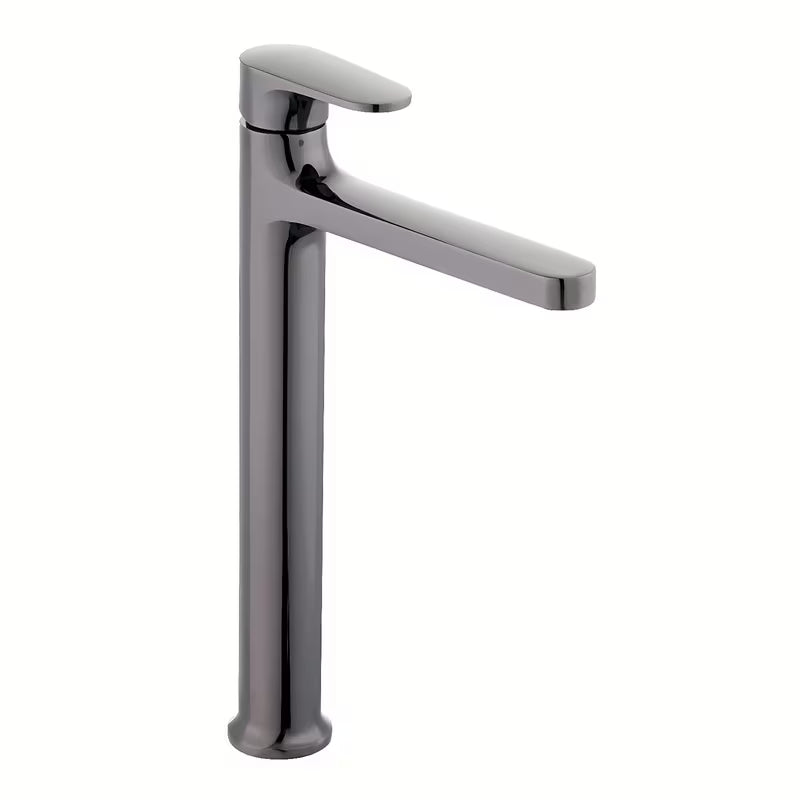 Wysoka bateria umywalkowa SAT Dark w wykończeniu PVD gun metal bez odpływu.