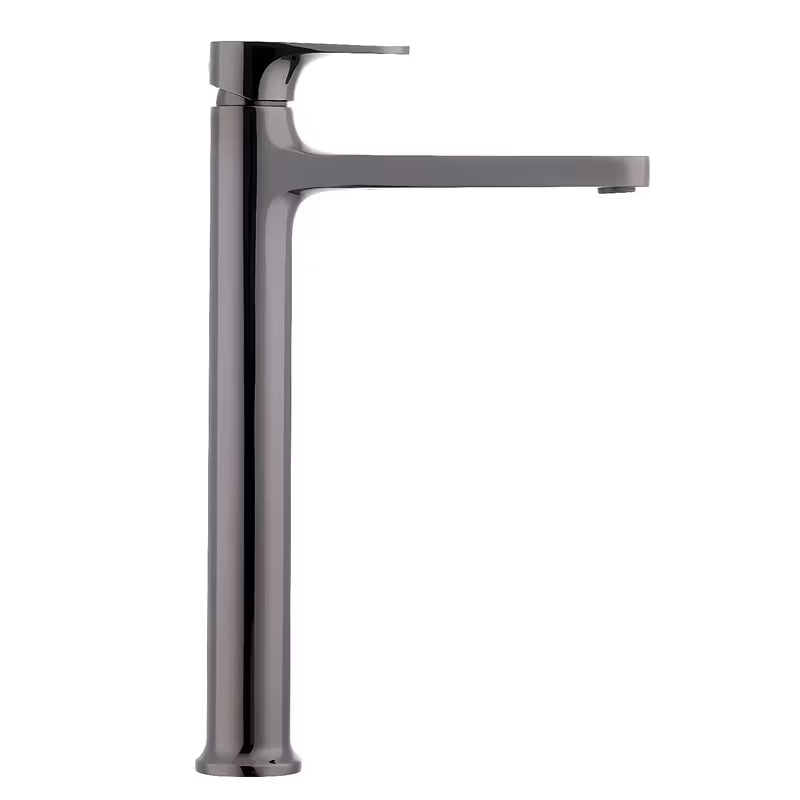 Wysoka bateria umywalkowa SAT Dark w wykończeniu PVD gun metal bez odpływu.