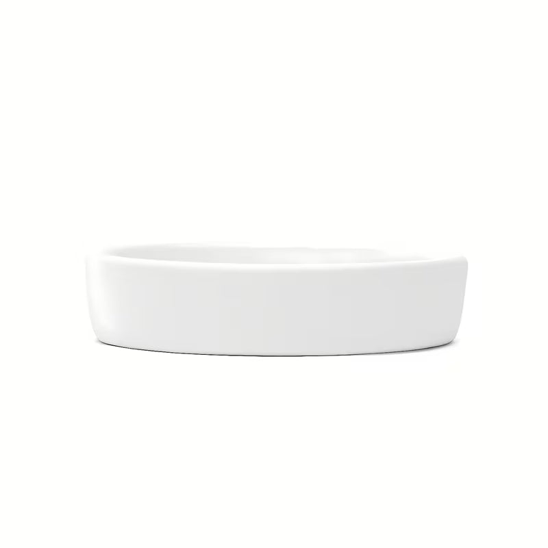 Biała ceramiczna mydelniczka SAT Evolution s o zaokrąglonym designie, wolnostojący wykonanie.