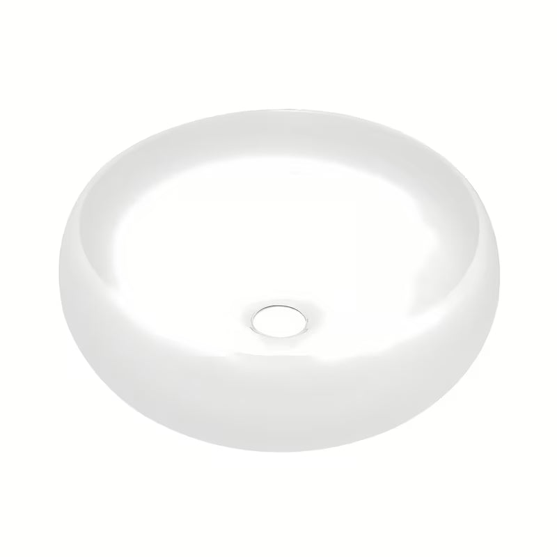 Biała okrągła ceramiczna umywalka nablatowa SAT Feel o średnicy 36 cm