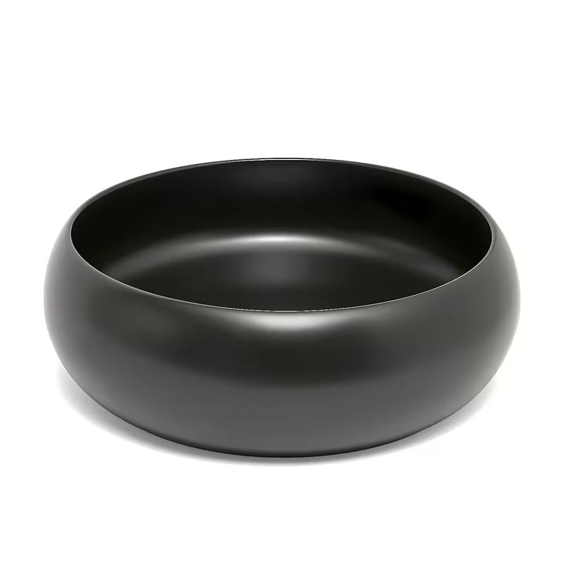 Okrągła ceramiczna umywalka nablatowa SAT Feel w kolorze czarny mat, średnica 36 cm