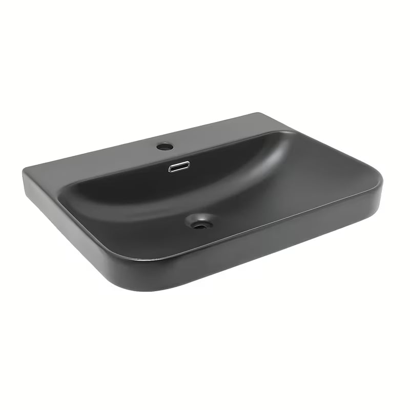 Meblowe ceramiczna umywalka SAT Fusion 60,5x46,3 cm w kolorze czarny mat z przelewem