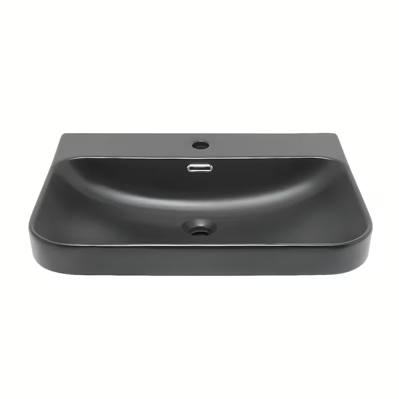Meblowe ceramiczna umywalka SAT Fusion 60,5x46,3 cm w kolorze czarny mat z przelewem