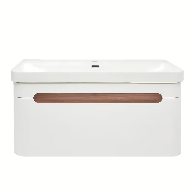 Wisząca szafka łazienkowa SAT Fusion z umywalką ceramiczną w matowej bieli