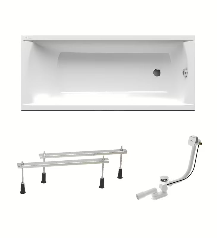 Prostokątna wanna akrylowa SAT Fusion 150 x 70 cm z uniwersalną orientacją lewą i prawą