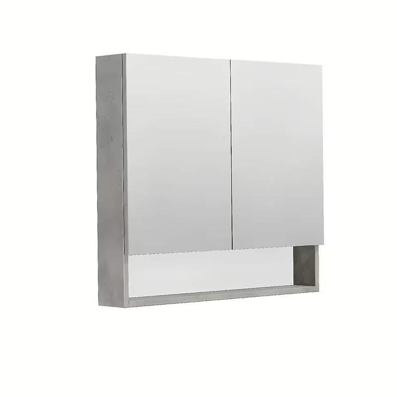 Szafka lustrzana SAT Cubeway 80x14x72 cm w dekorze betonu z lustrzanymi drzwiczkami