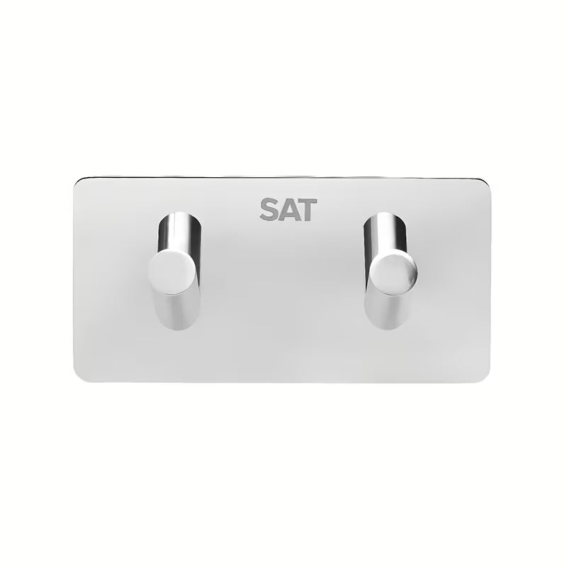 Samoprzylepny wieszak 2 hakowy SAT Chrome w chromowanym wykończeniu z polerowanej stali nierdzewnej