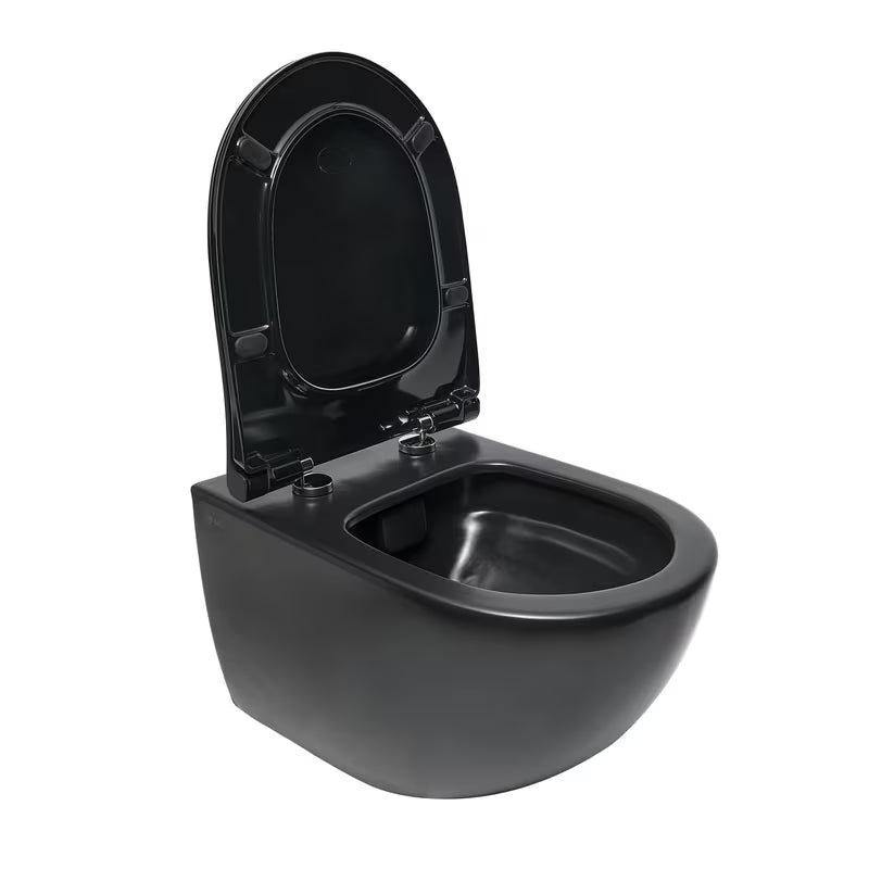Miska WC Wisząca SAT Infinitio w matowej czerni, z bezkołnierzowym spłukiwaniem Rim-Ex i deską soft Close
