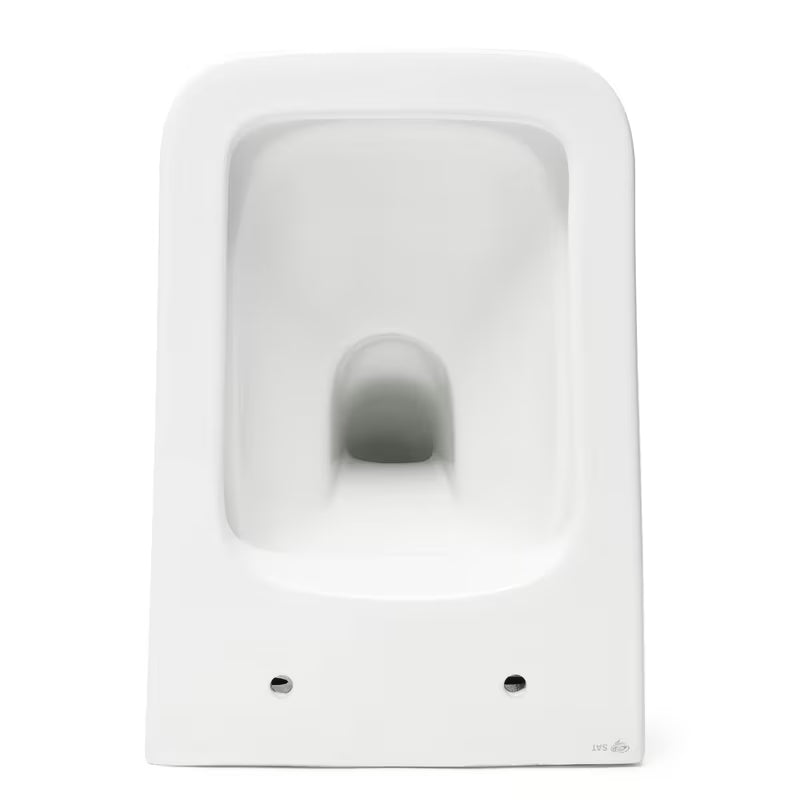 Białe miska WC wisząca SAT Infinitio w prostokątnym kształcie z deską soft Close i z ukrytym mocowaniem