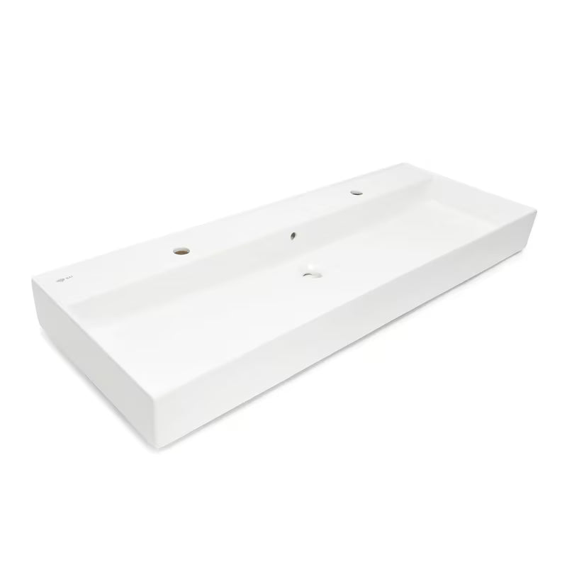 Biała ceramiczna umywalka SAT Infinitio 121,4x46,9 cm z przelewem