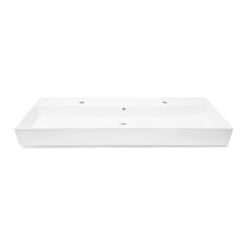 Biała ceramiczna umywalka SAT Infinitio 121,4x46,9 cm z przelewem
