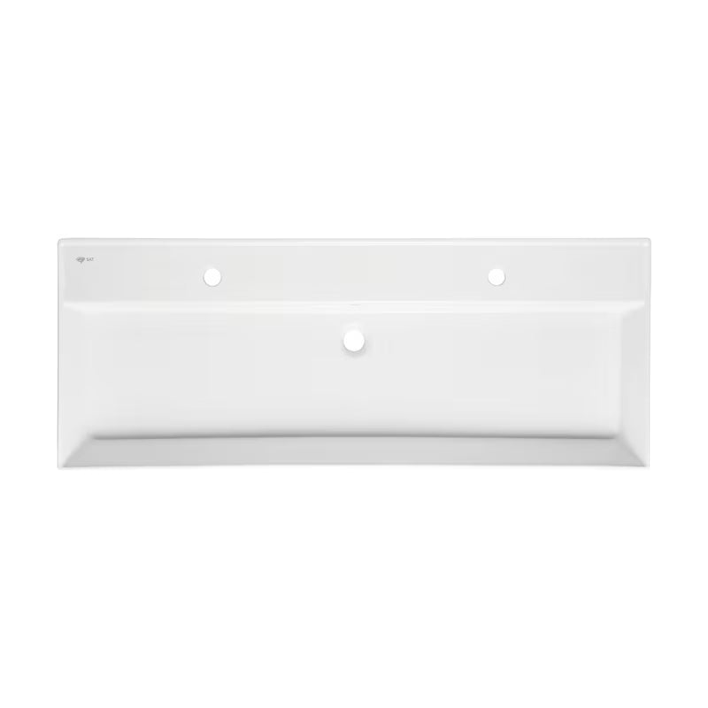 Biała ceramiczna umywalka SAT Infinitio 121,4x46,9 cm z przelewem