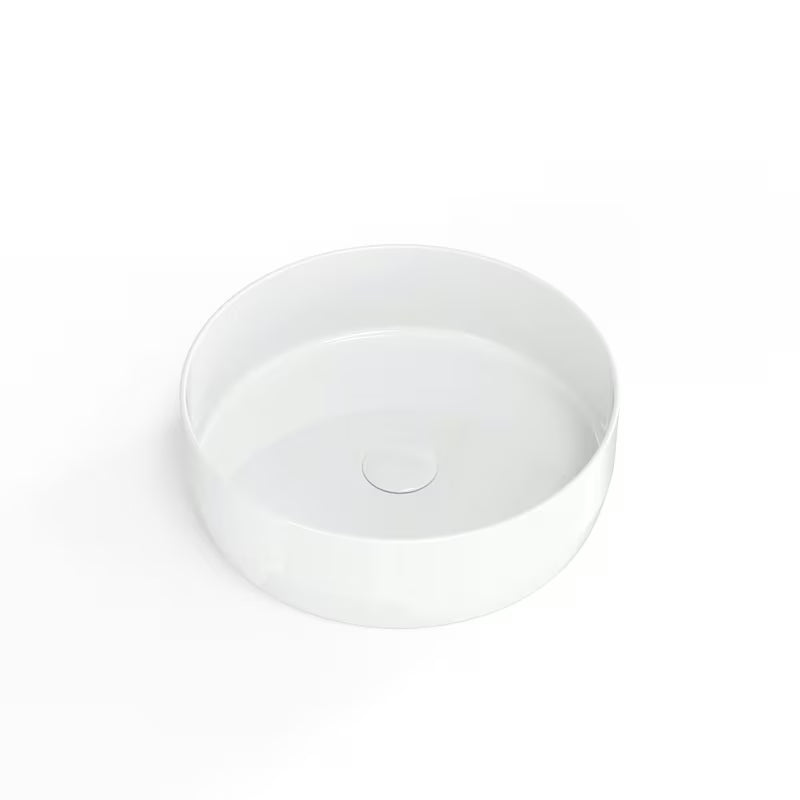 Biała ceramiczna umywalka nablatowa SAT Infinitio 39 x 39 cm, okrągła bez przelewu