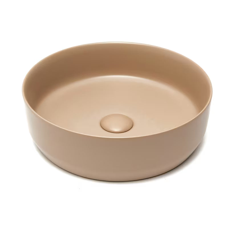 Matowa brązowa ceramiczna umywalka nablatowa SAT Infinitio 39x39 cm bez przelewu