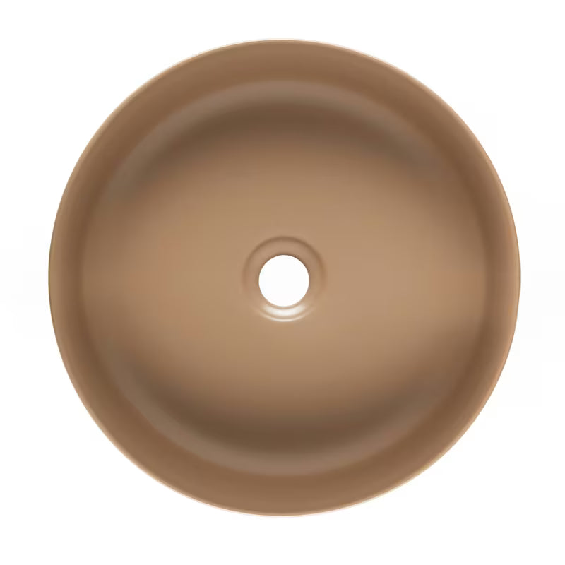 Matowa brązowa ceramiczna umywalka nablatowa SAT Infinitio 39x39 cm bez przelewu