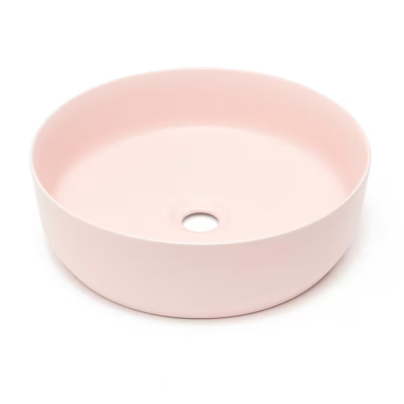Matowa różowa cienkościenna ceramiczna umywalka nablatowa SAT Infinitio 39x39 cm bez przelewu