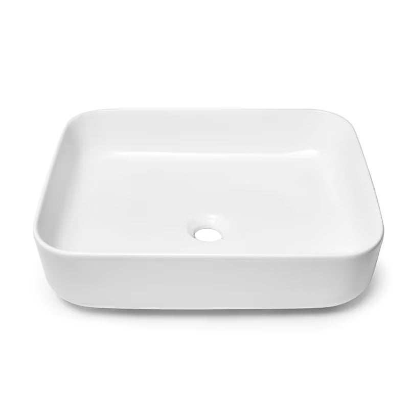 Biała ceramiczna owalna umywalka nablatowa SAT Infinitio bez przelewu 50 x 39 cm