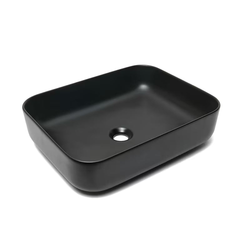 Matowoczarna ceramiczna umywalka nablatowa SAT Infinitio bez przelewu, 50x39 cm