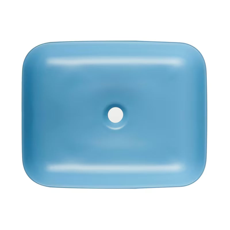 SAT Infinitio ceramiczna umywalka nablatowa bez przelewu 50x39 cm w matowym niebieskim kolorze