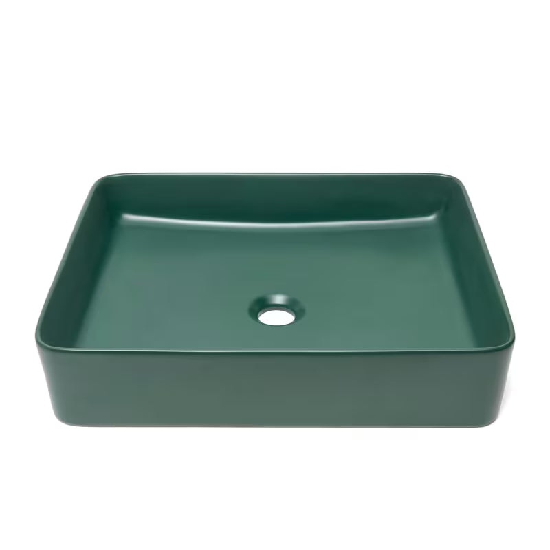SAT Infinitio ceramiczna umywalka nablatowa 50x40 cm w ciemnozielonym macie bez przelewu.