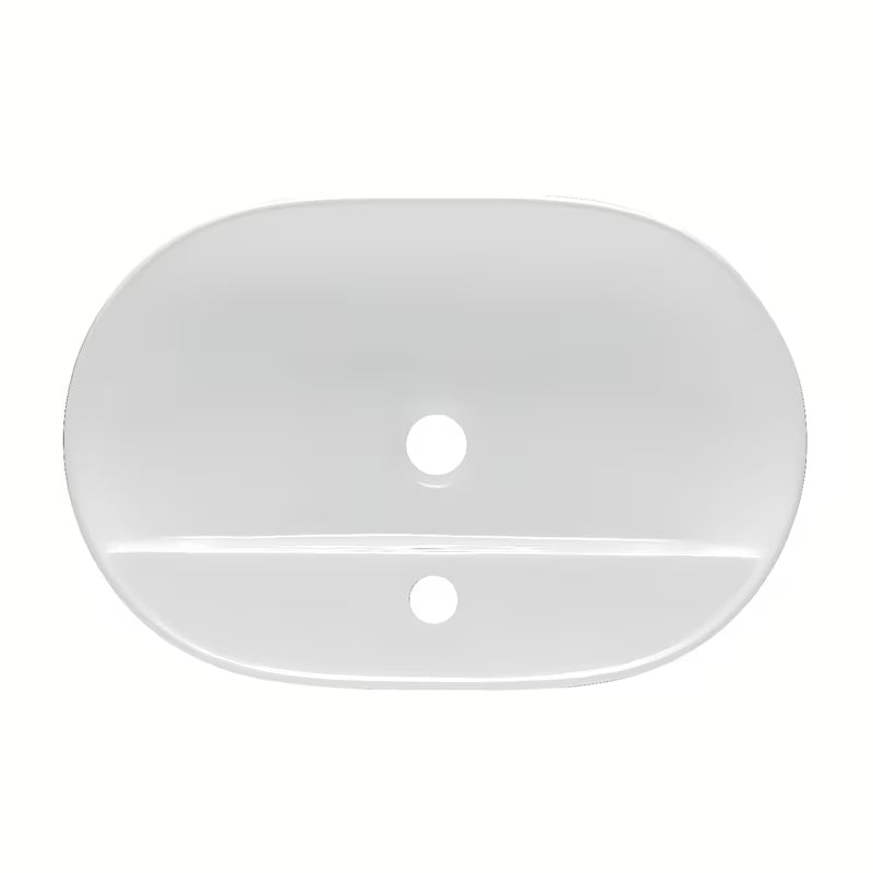 Biała ceramiczna owalna umywalka nablatowa SAT Infinitio 60 x 40 cm bez przelewu z otworem pro baterię
