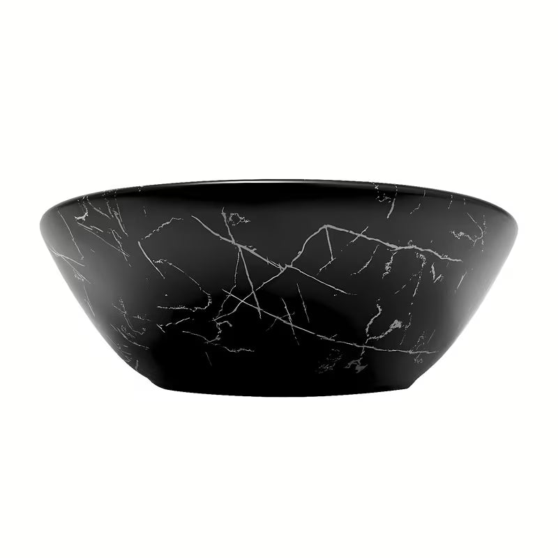 Umywalka nablatowa SAT Infinitio bez przelewu w czarnym macie z dekorem marmuru 61,5x36 cm