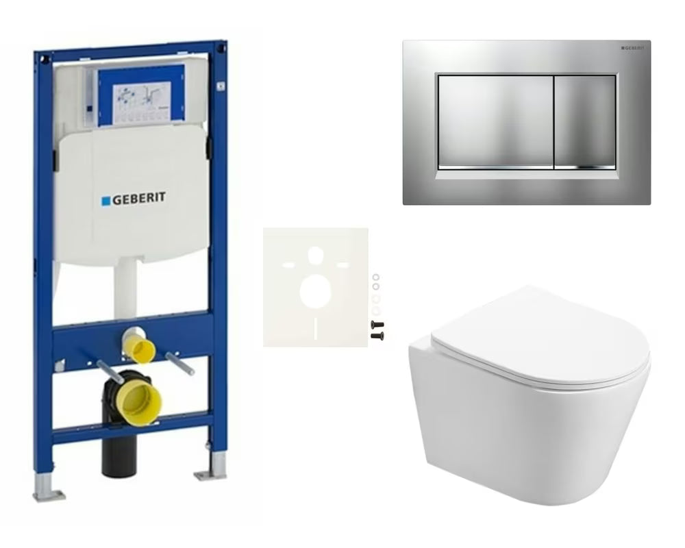 Zestaw WC podtynkowy SAT Infinitio z modułem Geberit Duofix, stelażem podtynkowym i przyciskiem spłukującym Sigma30