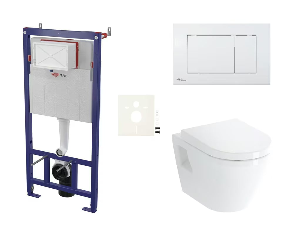 Zestaw WC podtynkowy vitra Integra z instalacją podtynkową, spłuczką SAT i białym przyciskiem spłukującym