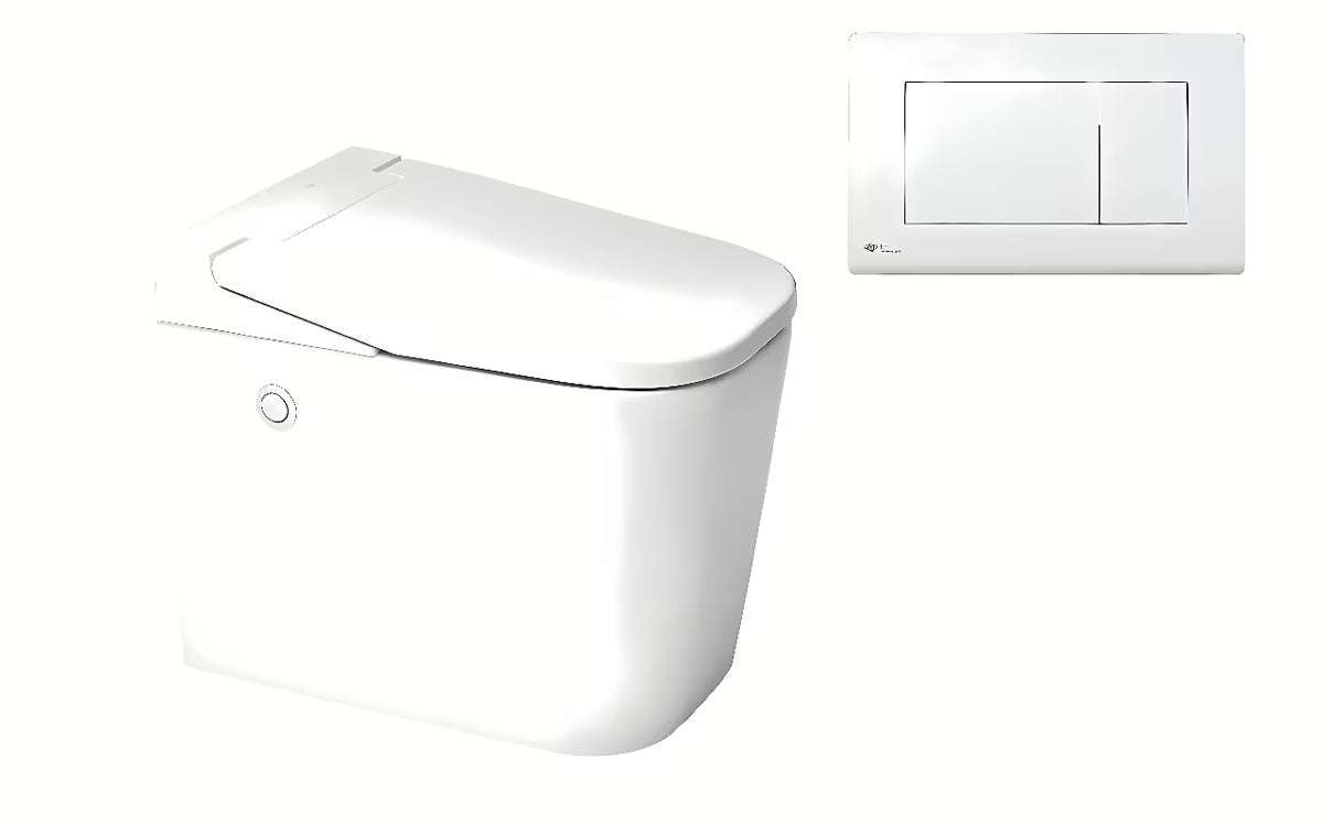Miska WC Stojąca SAT optimflush w kolorze białym ze zintegrowanym zbiornikiem i technologią spłukiwania akumulacyjnego