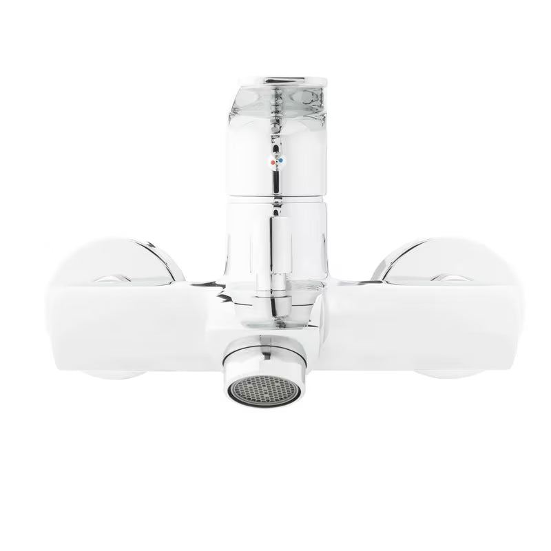 Chromowana ścienna jednouchwytowa bateria wannowa SAT Project o rozstawie 150 mm