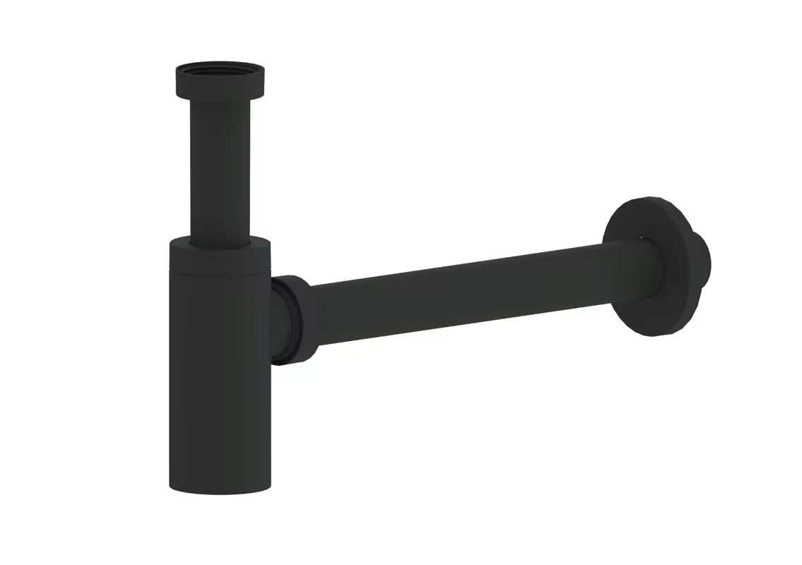 Syfon umywalkowy SAT Project w kolorze czarny mat z przyłączem 5/4 i rurą odpływową 32 mm