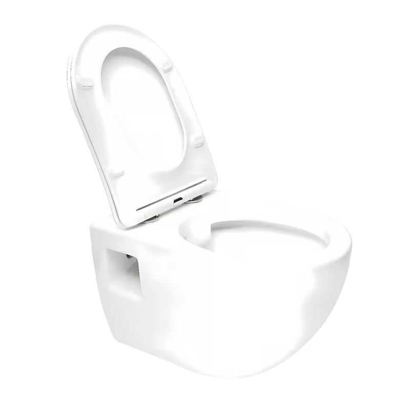 Miska WC Wisząca SAT Project w białym połysku z deską soft Close i z otwartym kołnierzem spłukującym