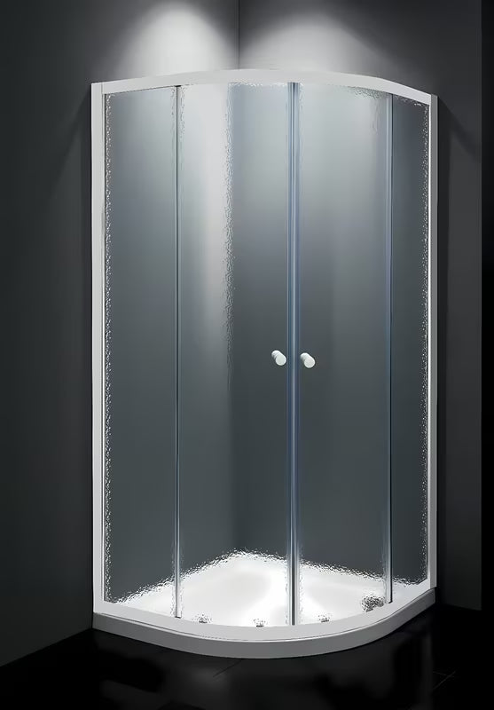 Kabina prysznicowa półokrągła SAT Project 90x90 cm z białymi profilami i nieprzezroczystym szkłem Chinchilla.