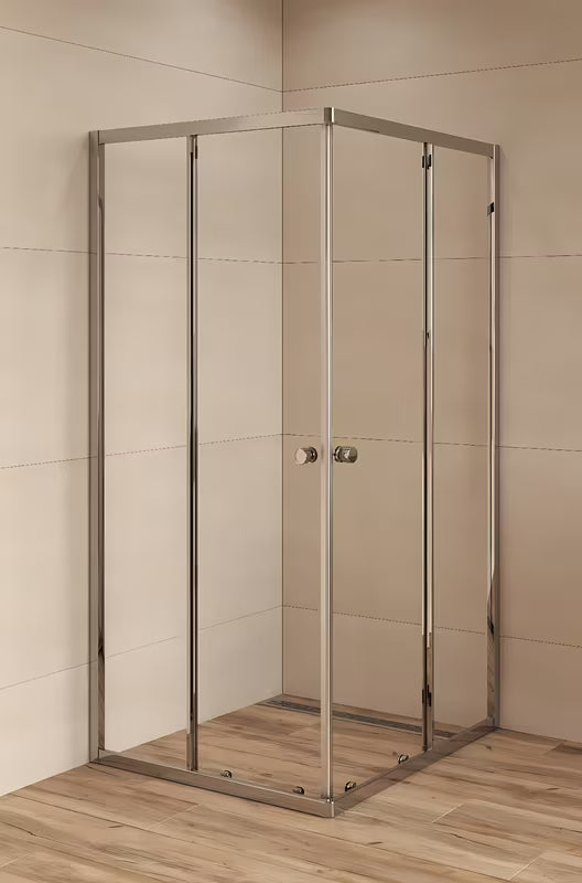Kwadratowa kabina prysznicowa SAT Project 90x90 cm z drzwiami przesuwnymi i szkłem transparentnym, w chromie połysk