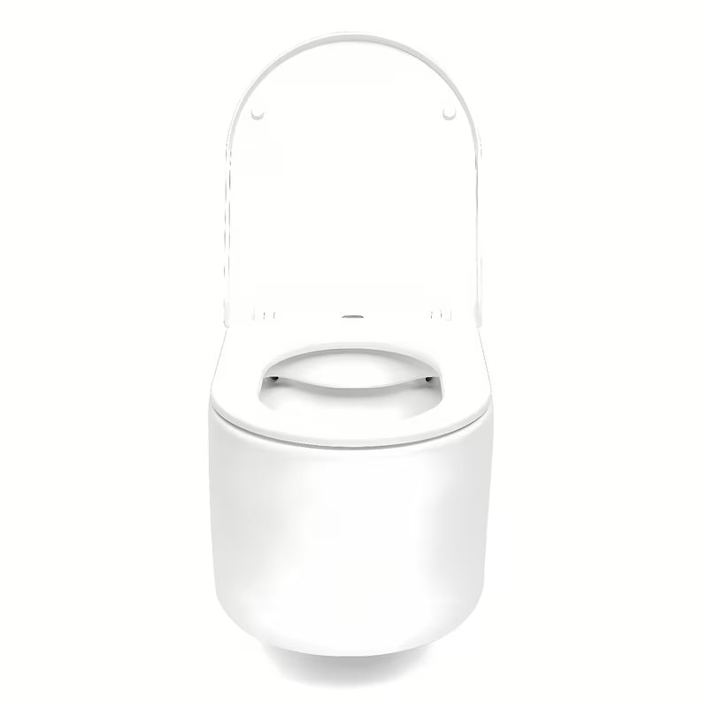 Białe miska WC wisząca SAT z bezkołnierzowym spłukiwaniem Rimless i deską soft Close.