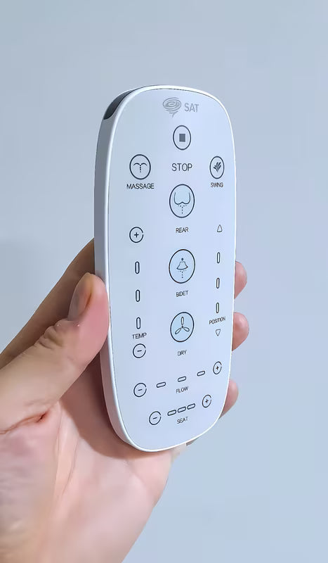 Białe deska myjąca SAT z pilotem, podgrzewaniem i funkcją suszenia ciepłym powietrzem.