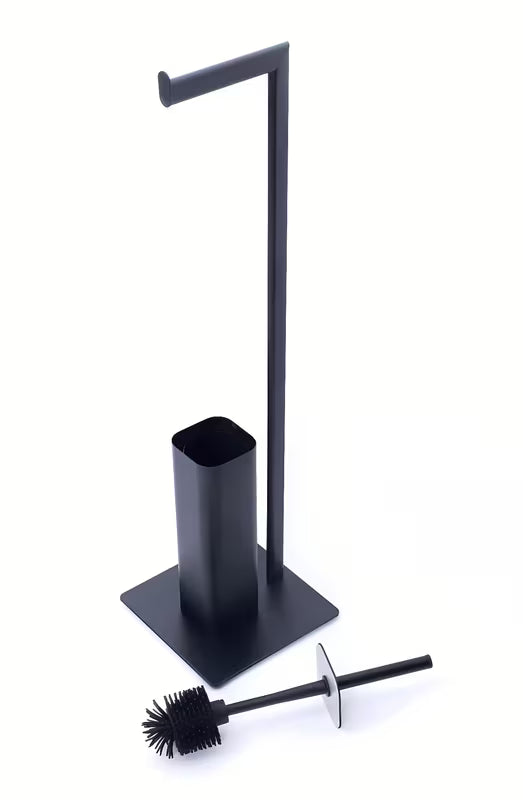Czarny matowy SZCZOTKA do Wc SAT z uchwytem na papier toaletowy w metalowym wykonaniu