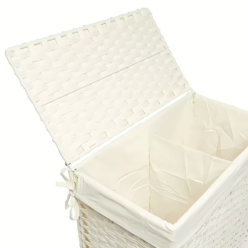 Kosz na pranie SAT w kremowobiałym kolorze ivory, w stylu Provence, z wyjmowanym wkładem.